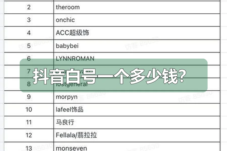 抖音白号一个多少钱?